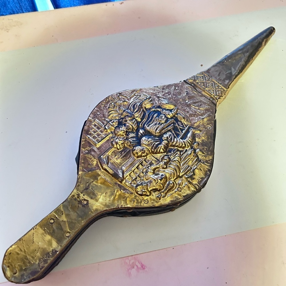 Decorative Gold Fireplace Bellows- collectible, wood burning off grid-decor